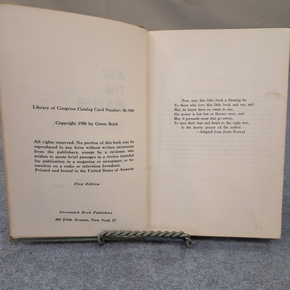 Ask the Master Reflections on Christian Faith Gwen Boyd Hardcover 1956 SIGNED - Picture 6 of 9
